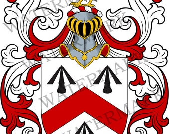 Walsh Family Crest - Digital Download - Walsh Coat of Arms JPG File - Heraldry, Genealogy, Ancestry, Surnames, Shields