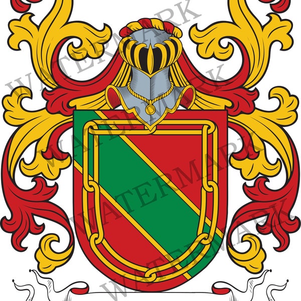 Mendoza Family Crest - Digital Download - Mendoza Coat of Arms JPG File - Heraldry, Genealogy, Ancestry, Surnames, Shields