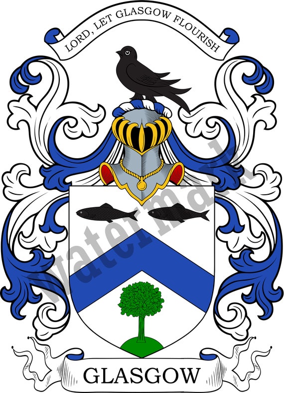 Glasgow Family Crest Digital Download Glasgow Coat of Arms Etsy UK