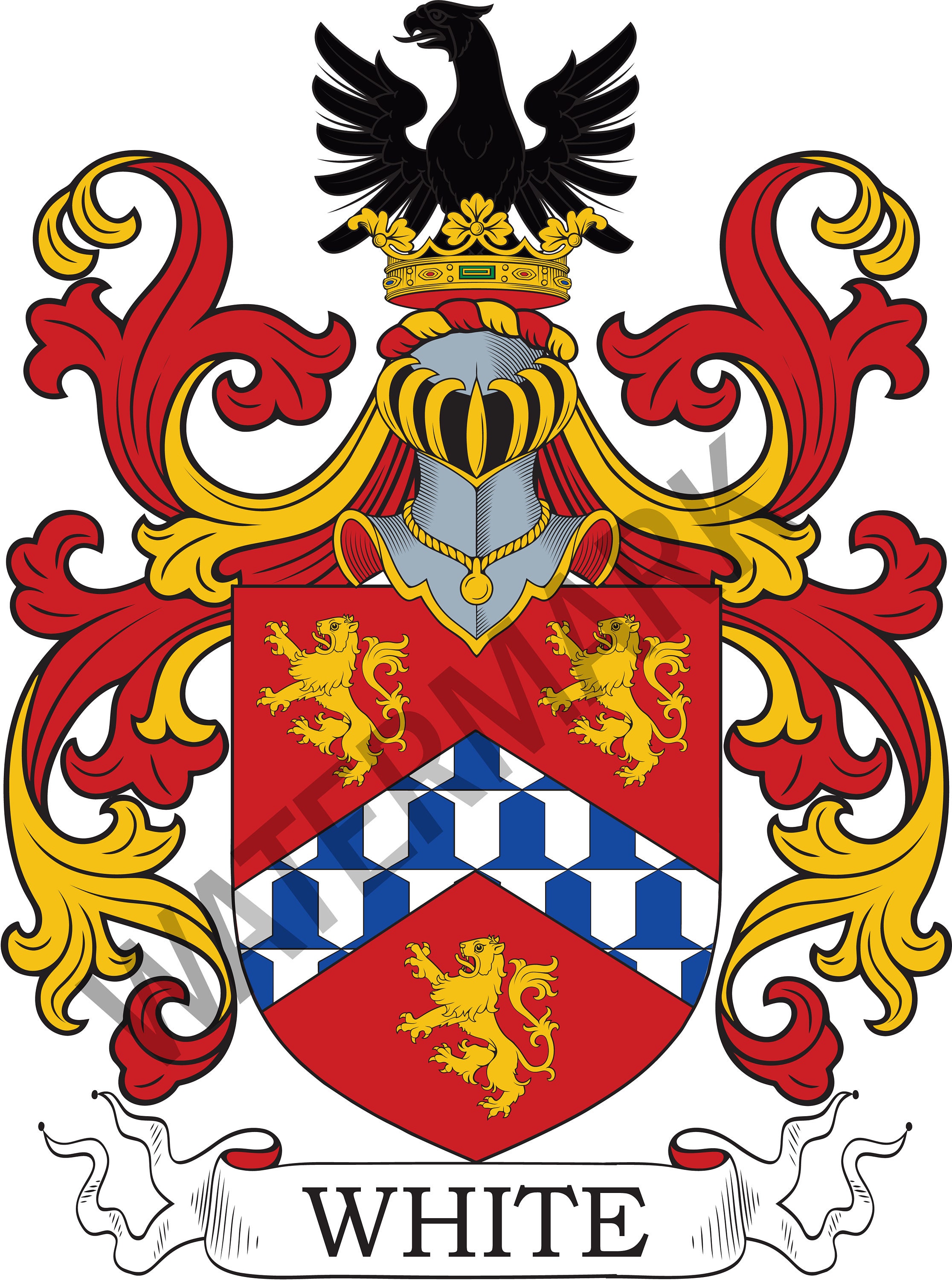 White Family Crest Digital Download White Coat of Arms JPG File