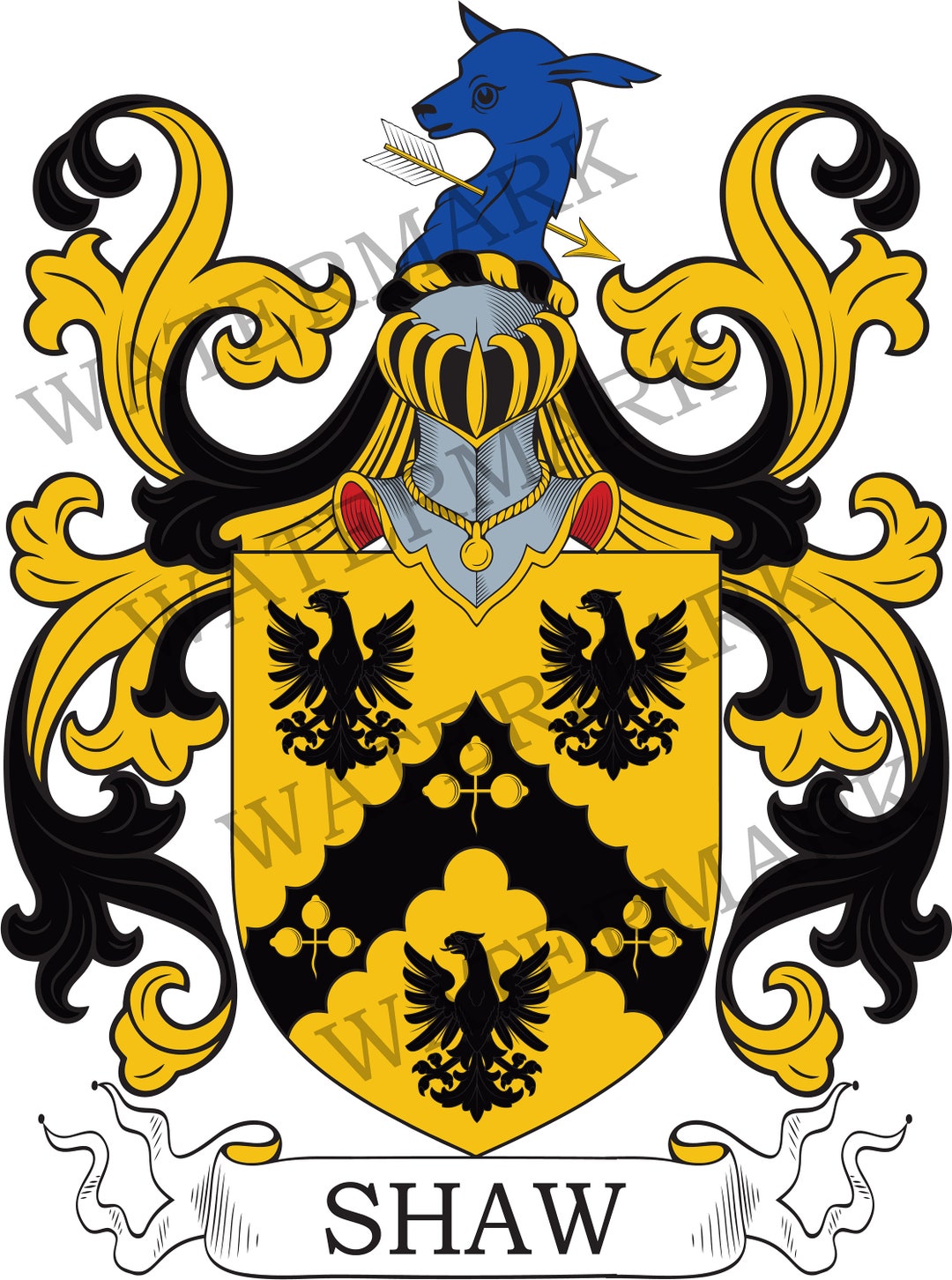 Shaw Family Crest ireland Digital Download Shaw Coat of Arms JPG File Heraldry, Genealogy