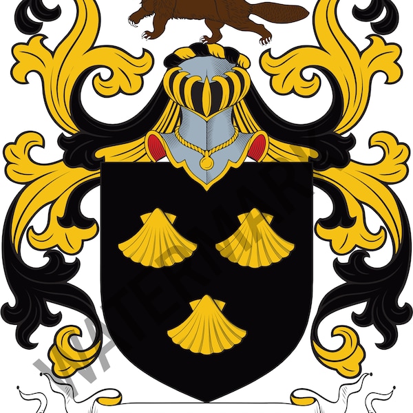 Brooks Family Crest - Digital Download - Brooks Coat of Arms JPG File - Heraldry, Genealogy, Ancestry, Surnames, Shields