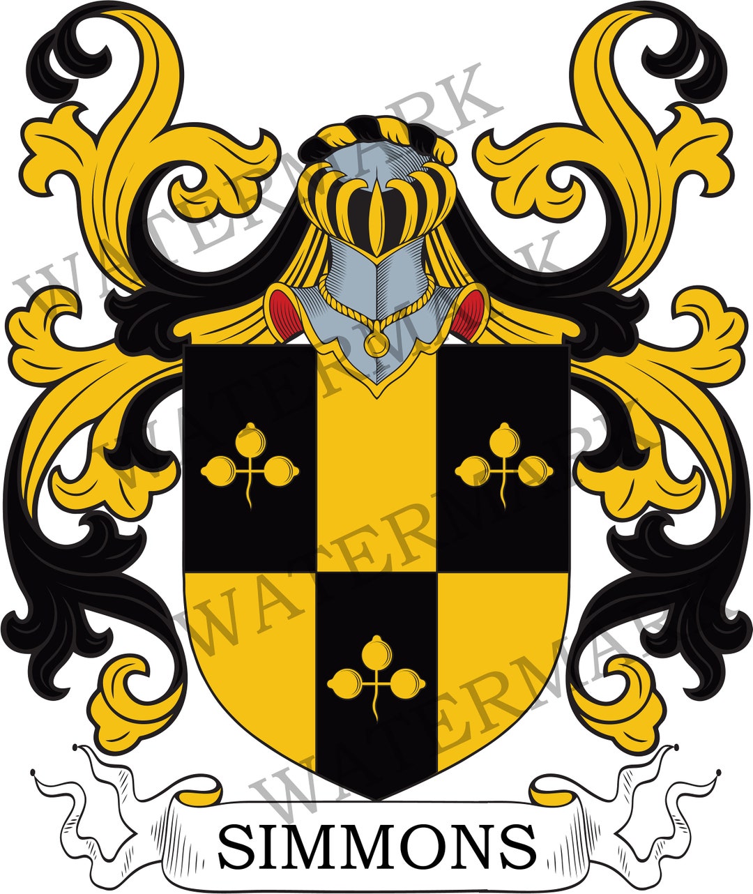 Simmons Family Crest Digital Download Simmons Coat of Arms JPG File