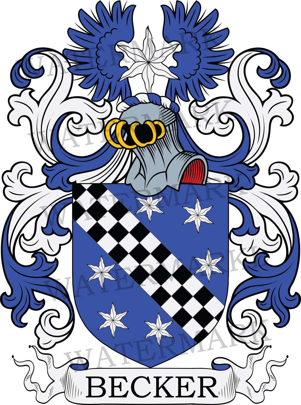Becker Names Becker Family Crest - Digital Download - Becker Coat of Arms JPG File ...
