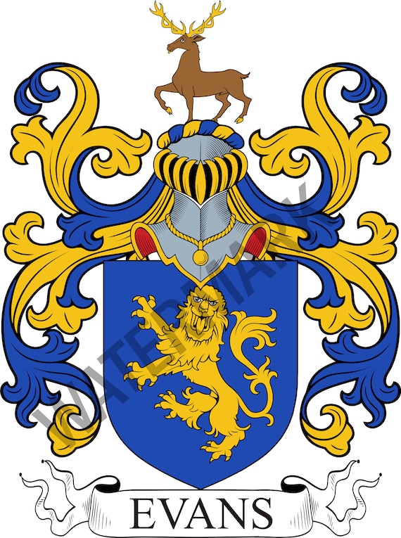 Evans Family Crest Digital Download Evans Coat of Arms JPG | Etsy