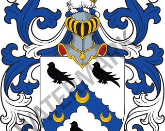 Watson Family Crest - Digital Download - Watson Coat of Arms JPG File - Heraldry, Genealogy, Ancestry, Surnames, Shields