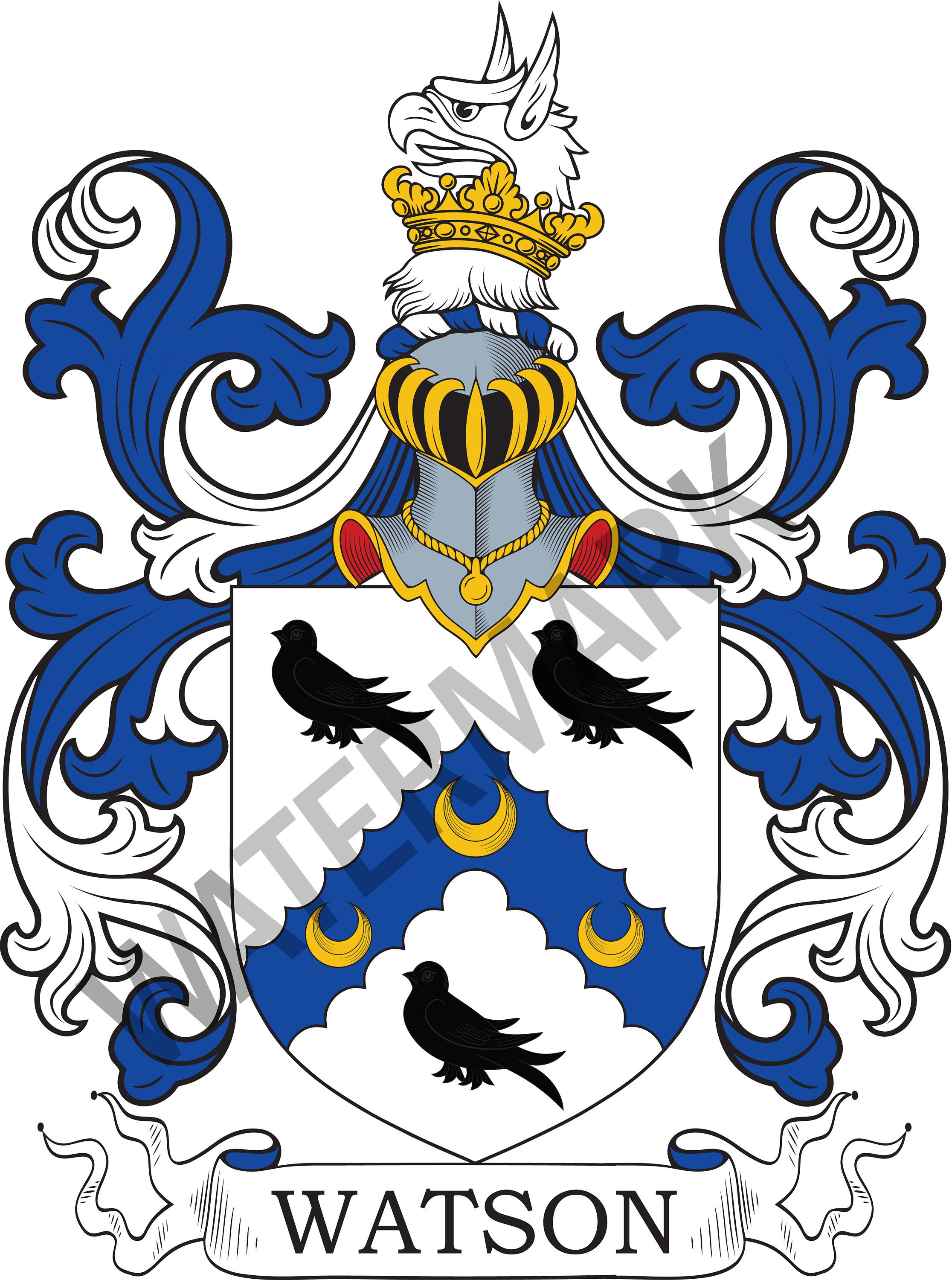 Watson Family Crest Digital Download Watson Coat of Arms JPG File