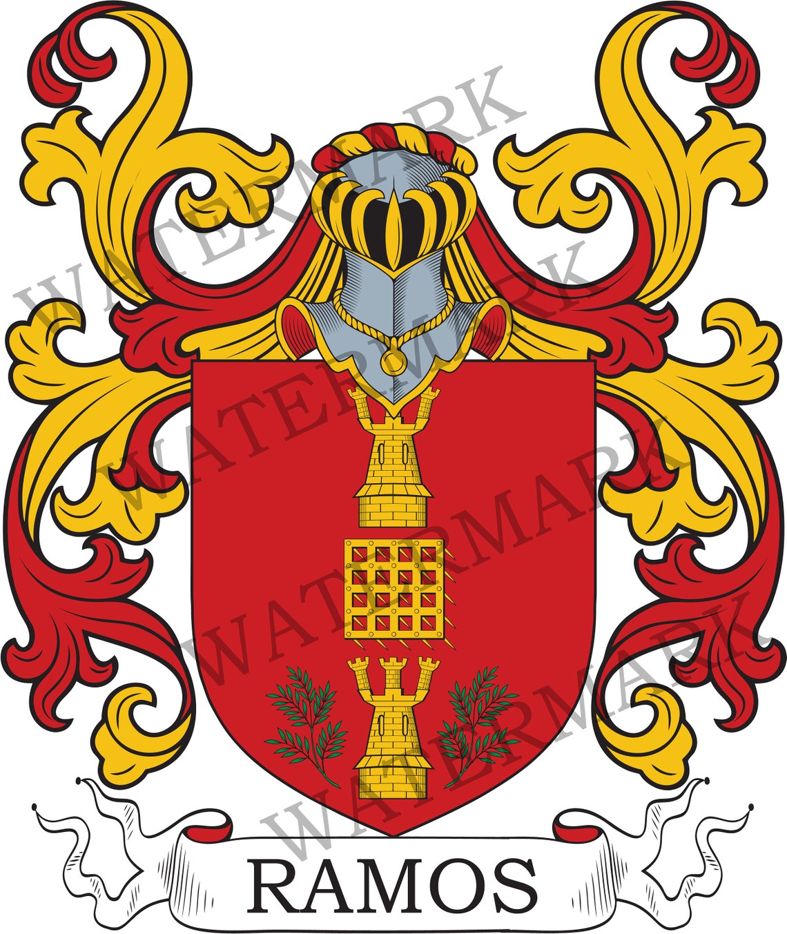 Ramos Family Crest Digital Download Ramos Coat of Arms JPG File