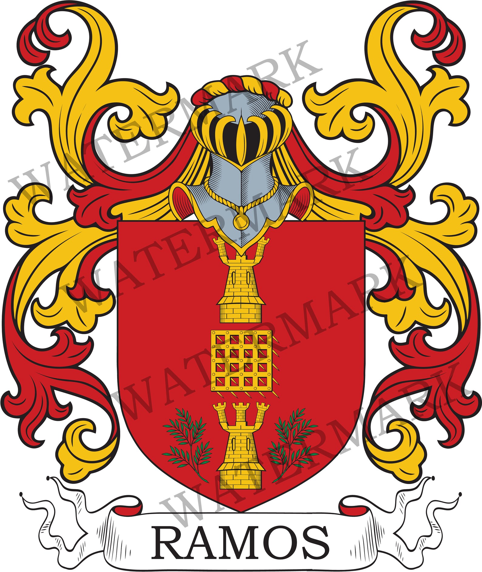 Ramos Family Crest Digital Download Ramos Coat of Arms JPG File