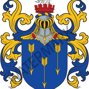 Archer Family Crest - Digital Download - Archer Coat of Arms JPG File - Heraldry, Genealogy, Ancestry, Surnames, Shields