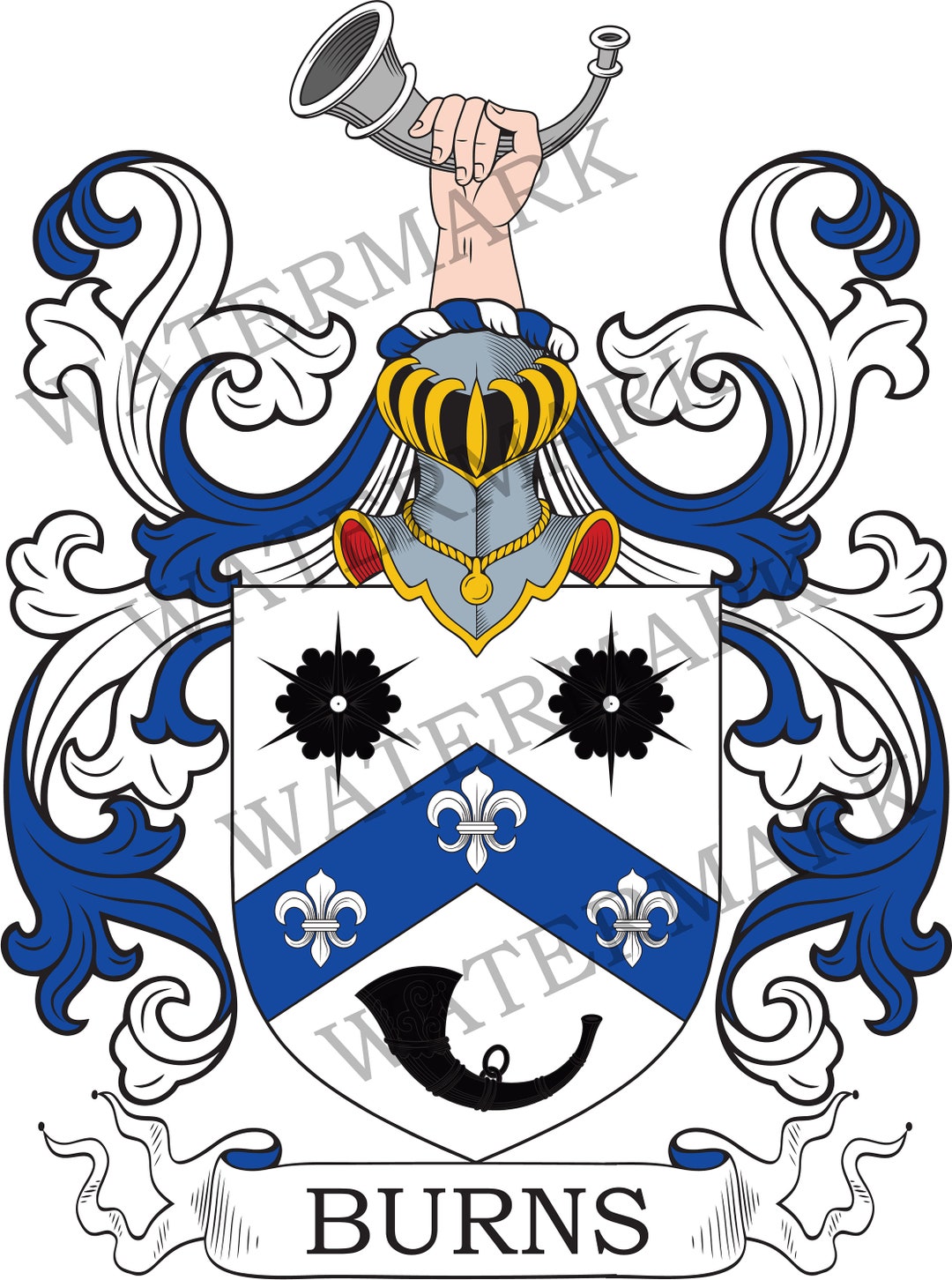 Burns Family Crest - Digital Download - Burns Coat of Arms JPG File ...