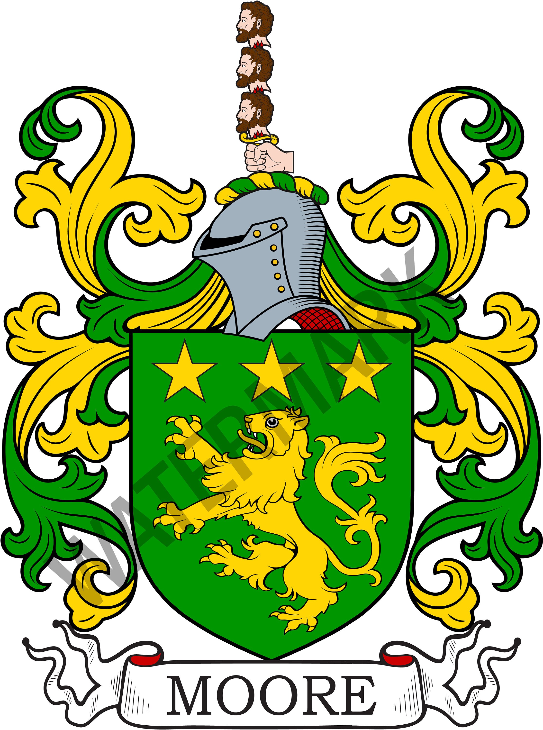 Moore Family Crest Digital Download Moore Coat Of Arms JPG File 