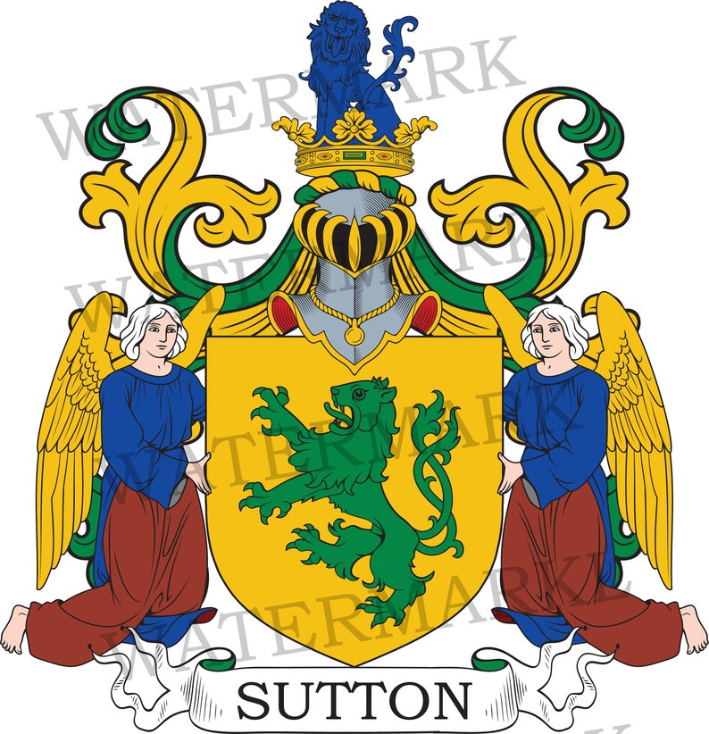 Sutton Family Crest Digital Download Sutton Coat Of Arms JPG File 