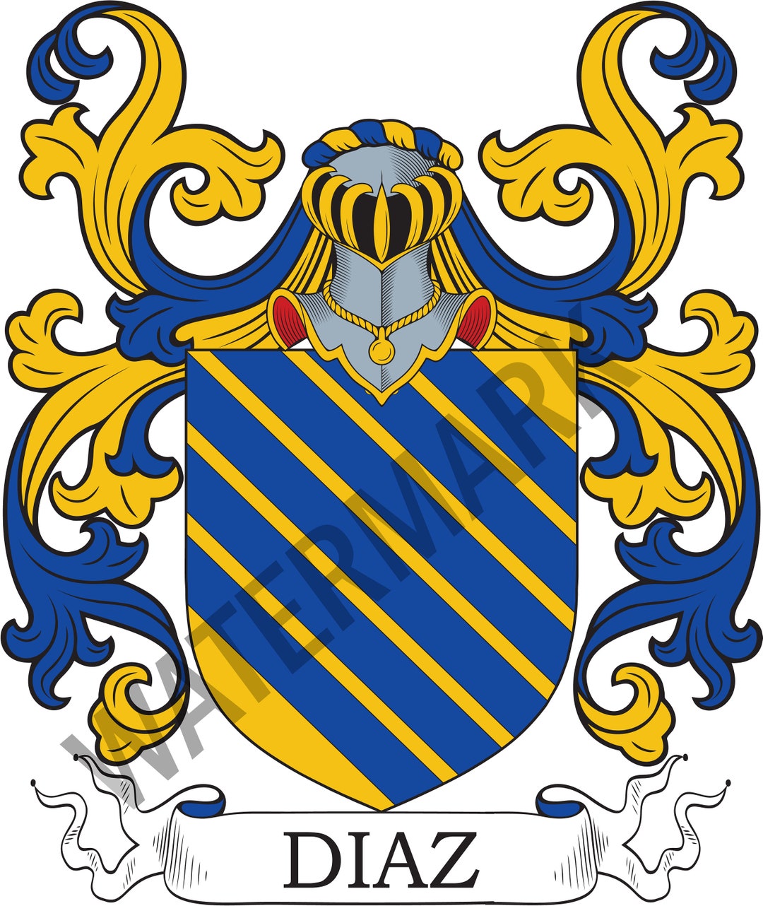 Diaz Family Crest Digital Download Diaz Coat of Arms JPG File Heraldry
