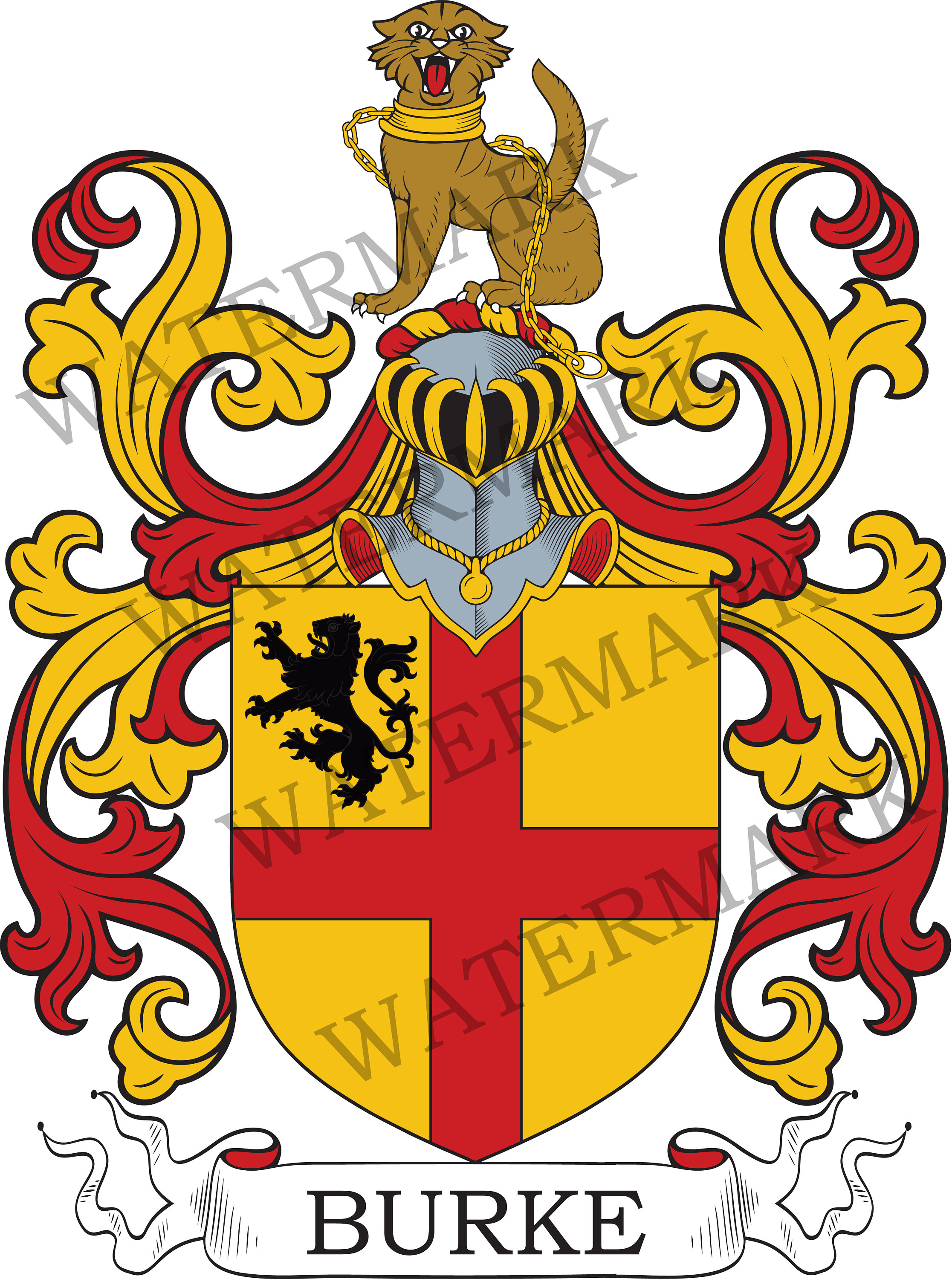 Burke Family Crest Digital Download Burke Coat of Arms JPG File