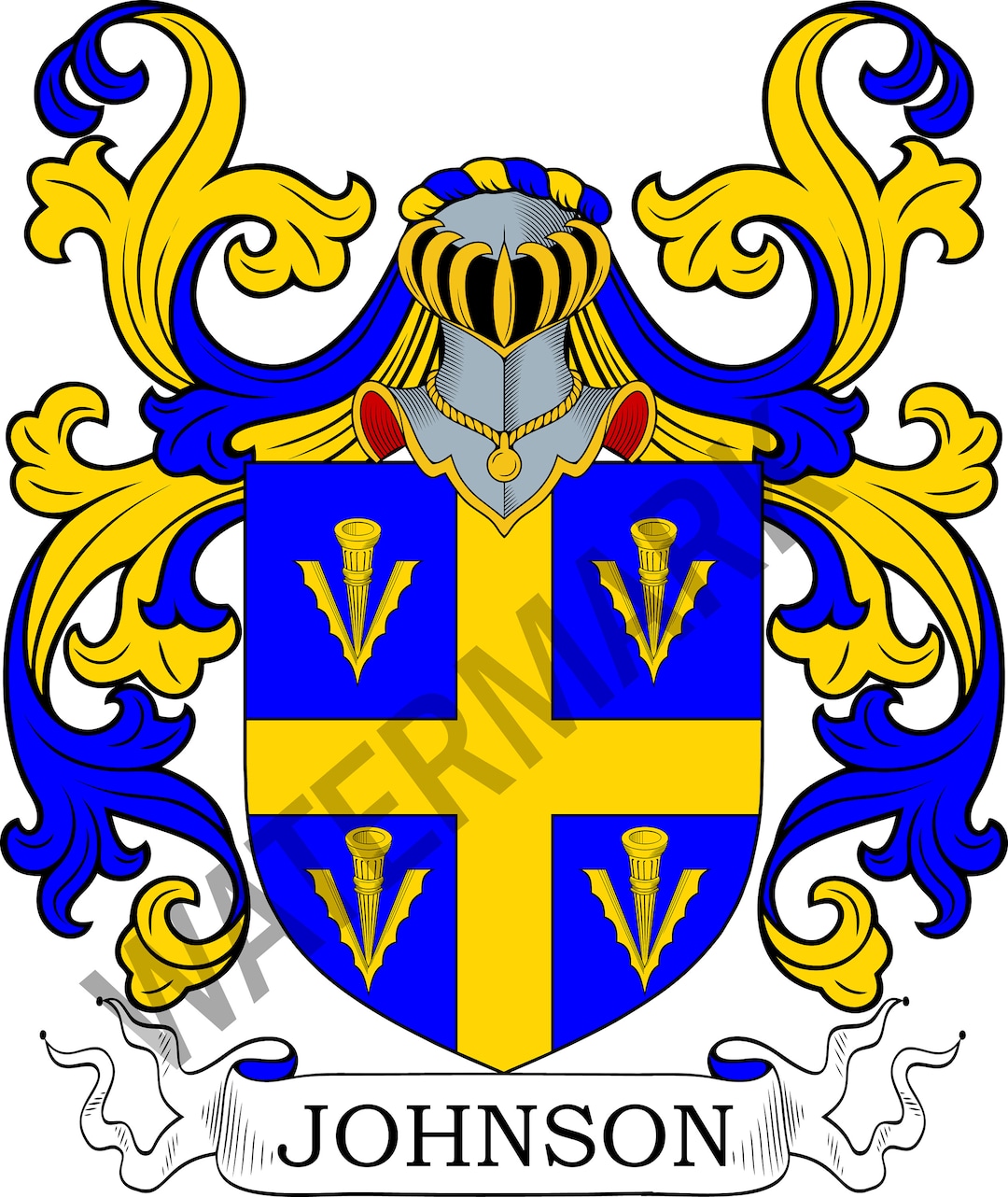 Johnson Family Crest Digital Download Johnson Coat of Arms JPG File