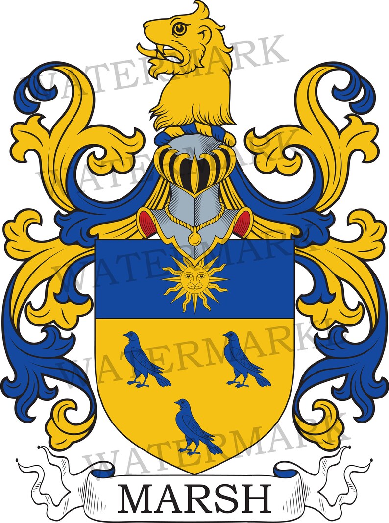 Marsh Family Crest Digital Download Marsh Coat of Arms JPG File Heraldry, Genealogy, Ancestry