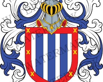 Contreras Family Crest - Digital Download - Contreras Coat of Arms JPG File - Heraldry, Genealogy, Ancestry, Surnames, Shields