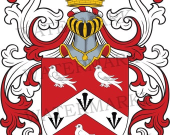 Page Family Crest - Digital Download - Page Coat of Arms JPG File - Heraldry, Genealogy, Ancestry, Surnames, Shields