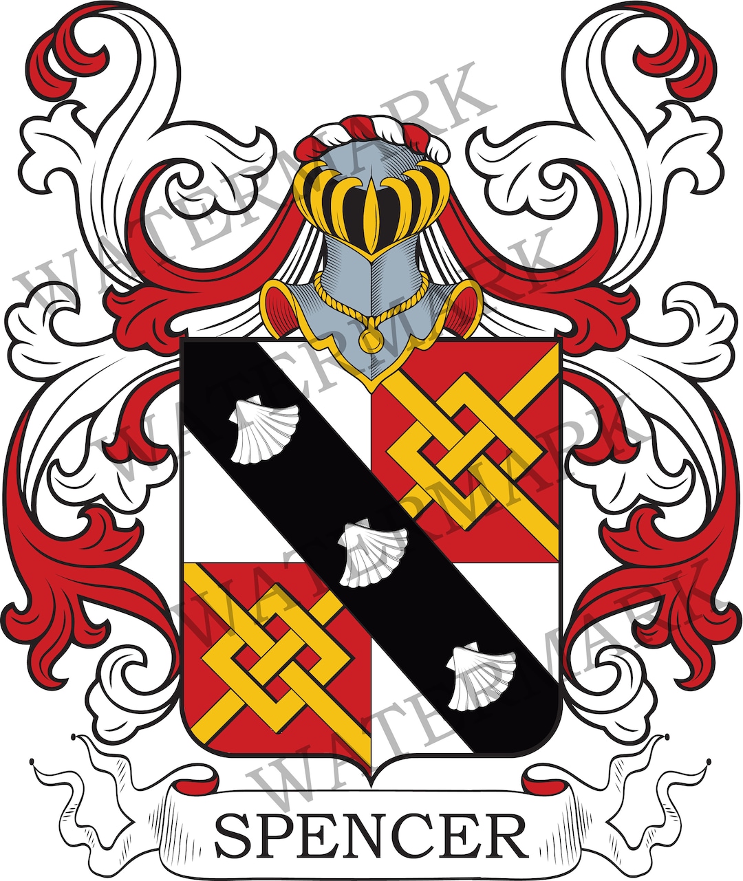 Spencer Family Crest - Digital Download - Spencer Coat of Arms JPG File ...