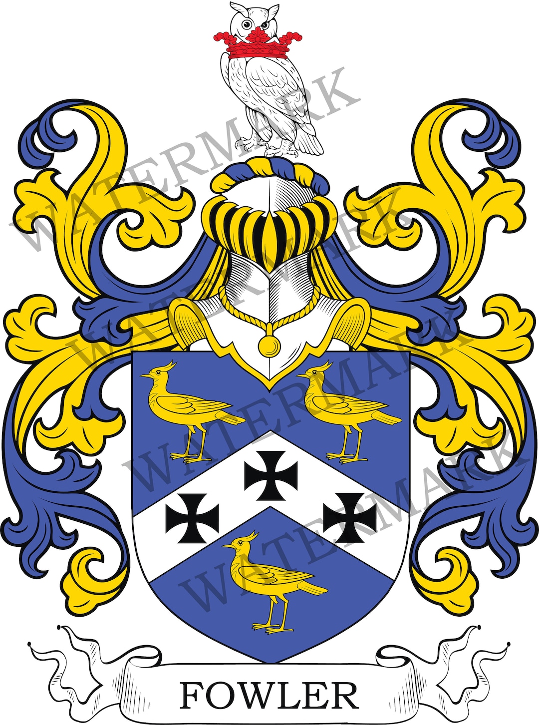 Fowler Family Crest Digital Download Fowler Coat of Arms JPG File