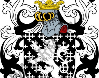 Long Family Crest - Digital Download - Long Coat of Arms JPG File - Heraldry, Genealogy, Ancestry, Surnames, Shields