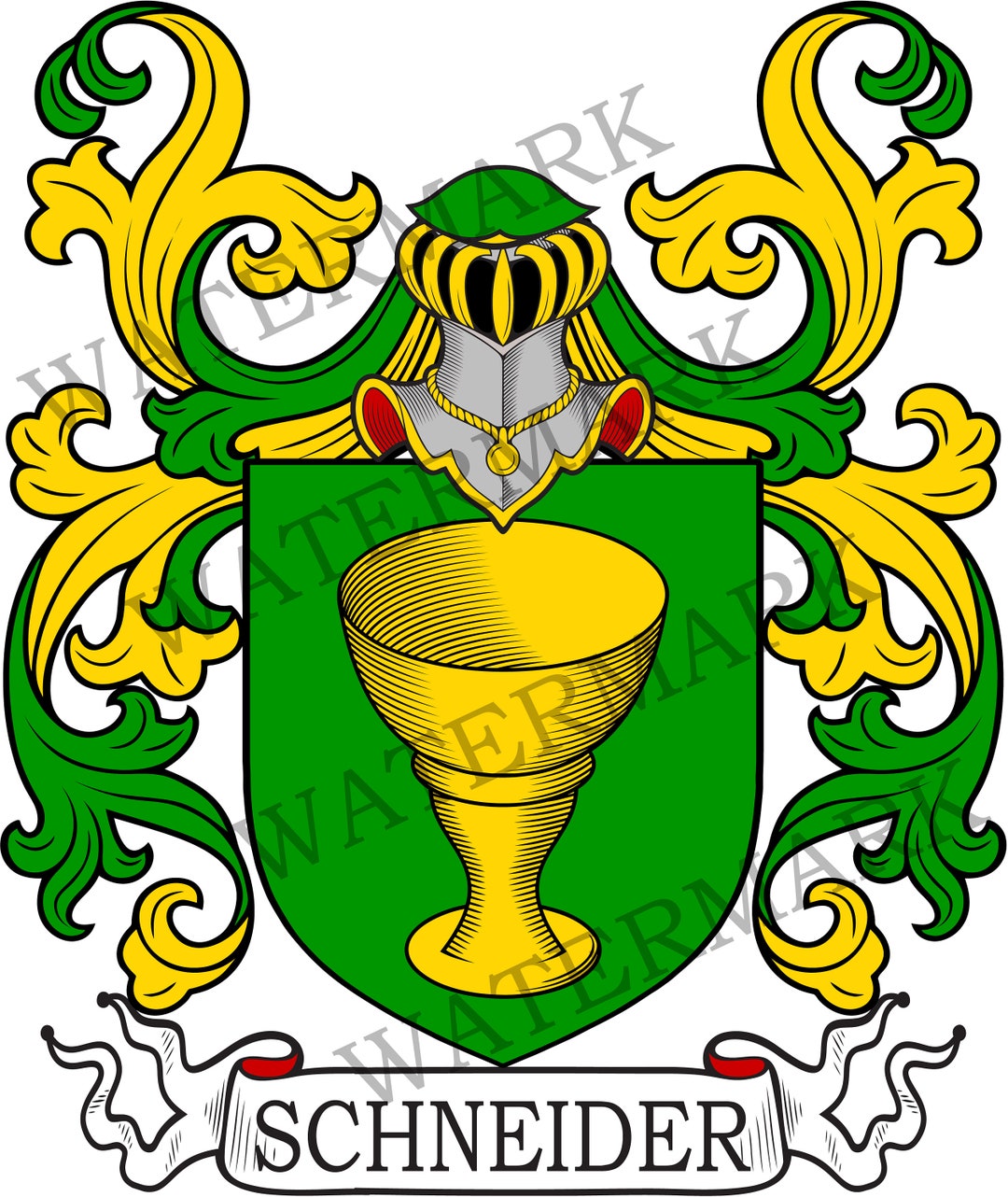 Schneider Family Crest Digital Download Schneider Coat of Arms JPG File