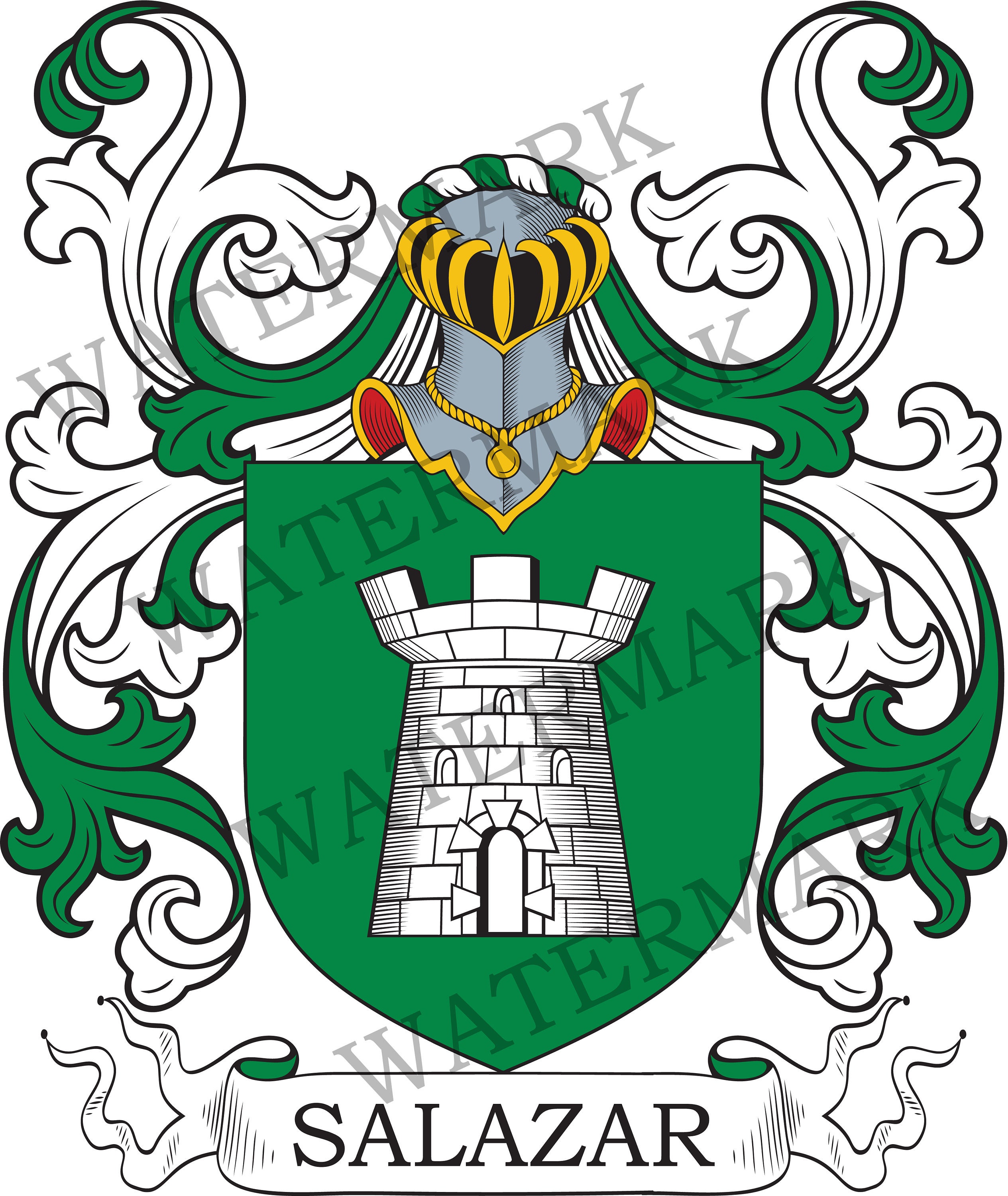Salazar Family Crest Digital Download Salazar Coat of Arms JPG File