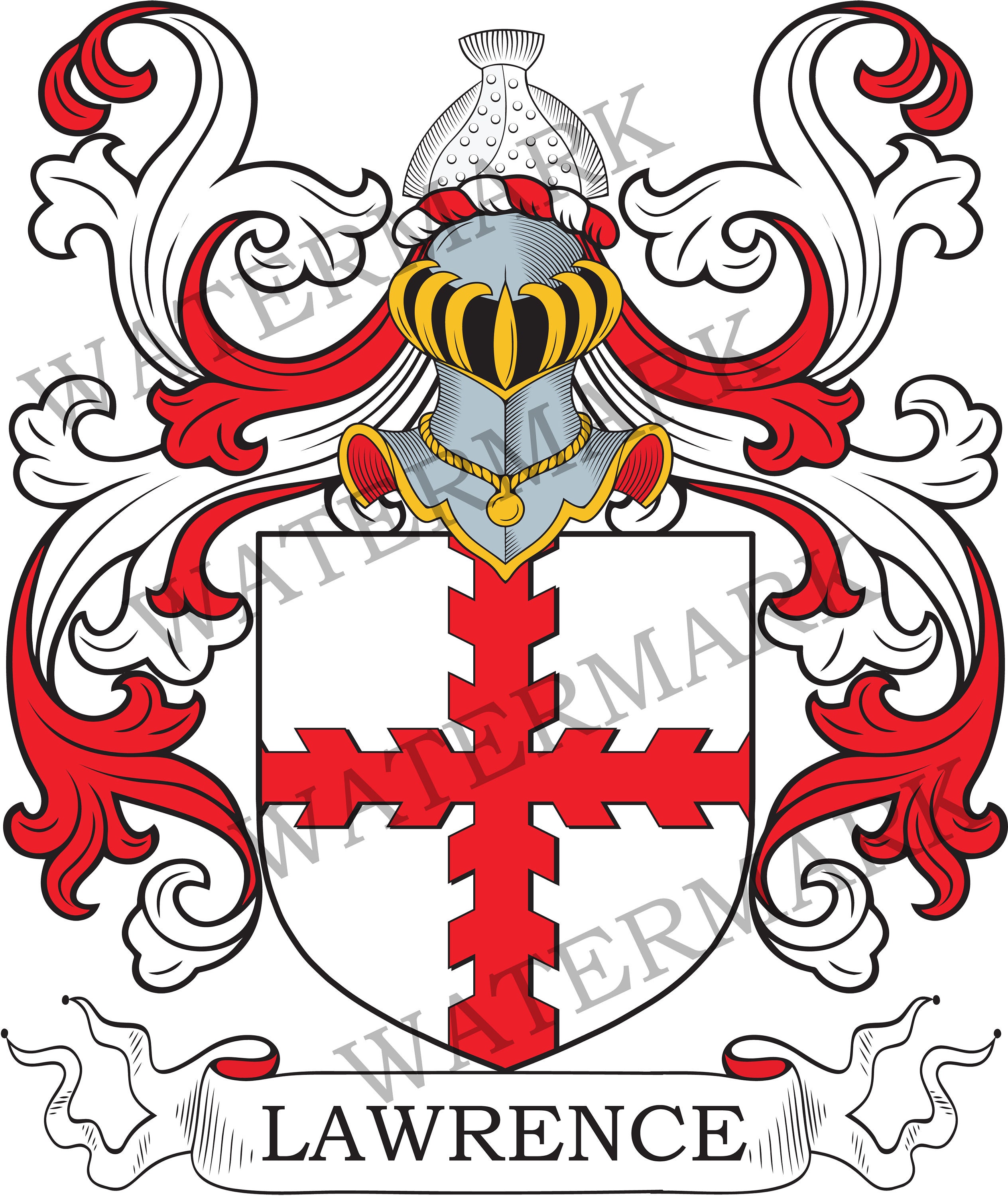 Lawrence Family Crest Digital Download Lawrence Coat of Arms JPG File