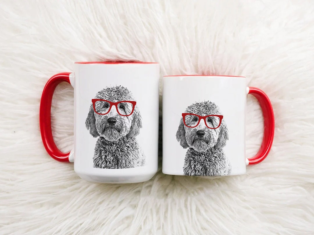 Doodle Mugs, Golden Doodle Coffee Mug, Doodle Mom Dad, Dog Face Tea Mug, Gifts for Her, Red