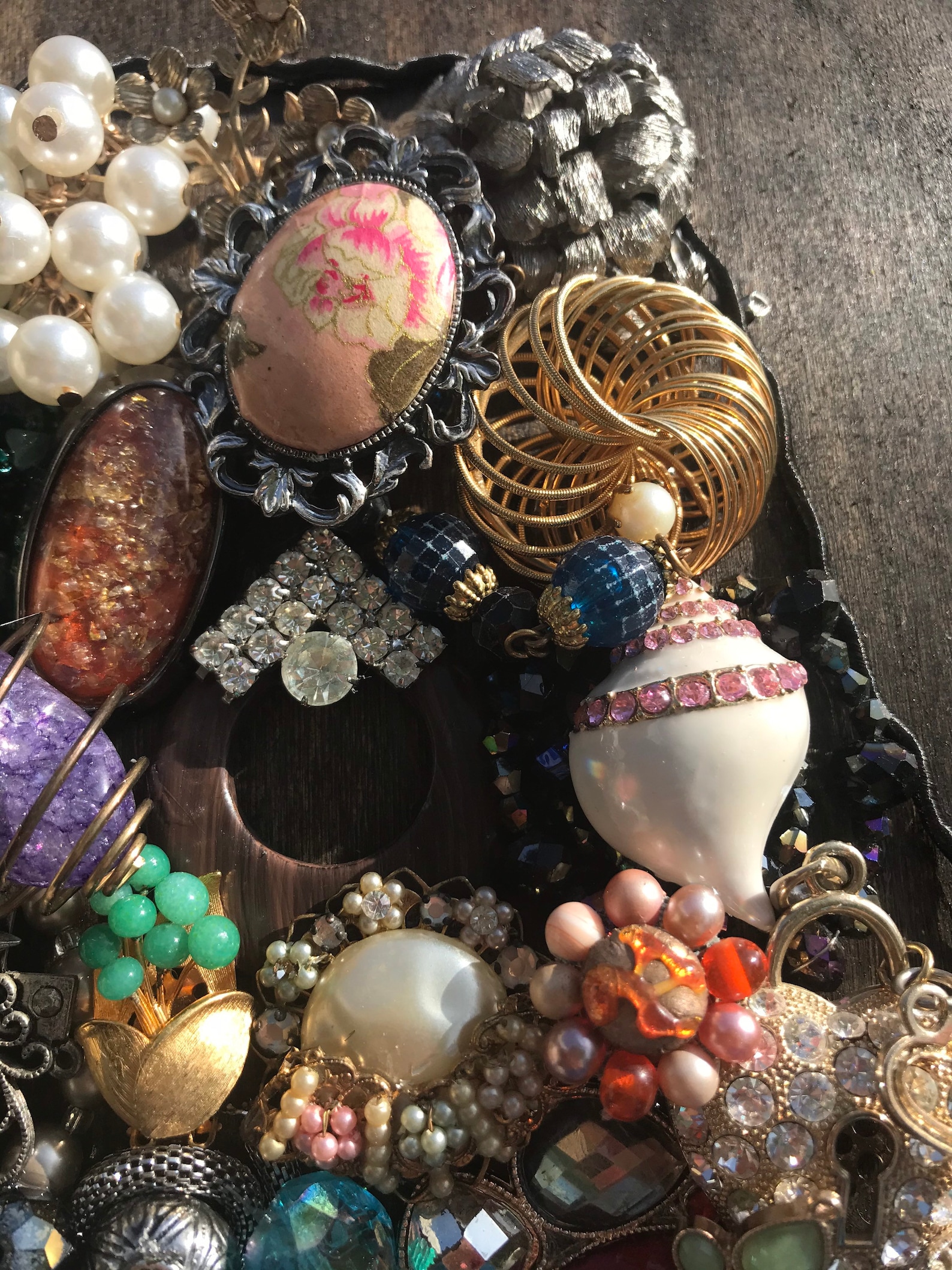 Repurposed Jewelry Art // Vintage Jewelry Keepsake // Jewelry Etsy