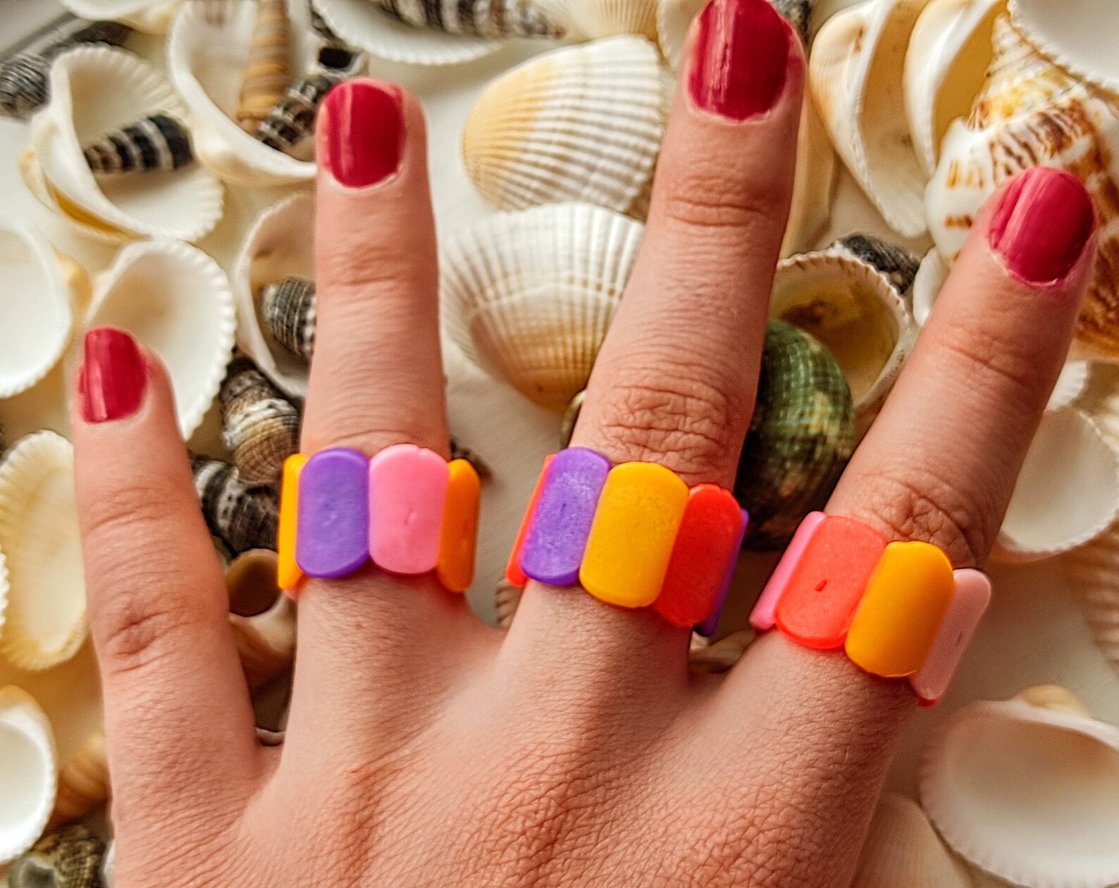 Multicoloured Party Themed Ring Set of 3 Etsy