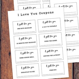Valentine’s Day Coupons, Printable Coupon, Instant Download,  Couples Coupons, Gifts For Partner, I Love You Coupons, US Letter