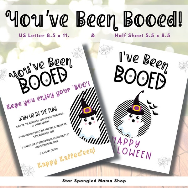 Been Booed Printable, Boo Your Friend, This is an Instant Download! US Letter and US Letter Half Sheet sizes included! FREE item!