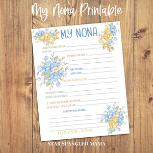Nona Gift, My Nona, Instant Download, My Nona Printable, Gift From Grandkids, Grandparent Gift, Gift for Nona, US Letter, A4 and A5 possible