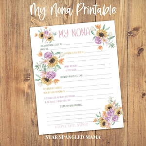 Nona Gift, My Nona, Instant Download, My Nona Printable, Gift From Grandkids, Grandparent Gift, Gift for Nona, US Letter, A4 and A5 possible
