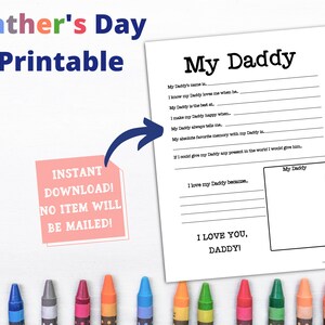 Father's Day Gift, My Daddy Printable, Instant Download, Printable, Gift From Kids, Gift For Dad, US Letter size- Can print A4 and A5