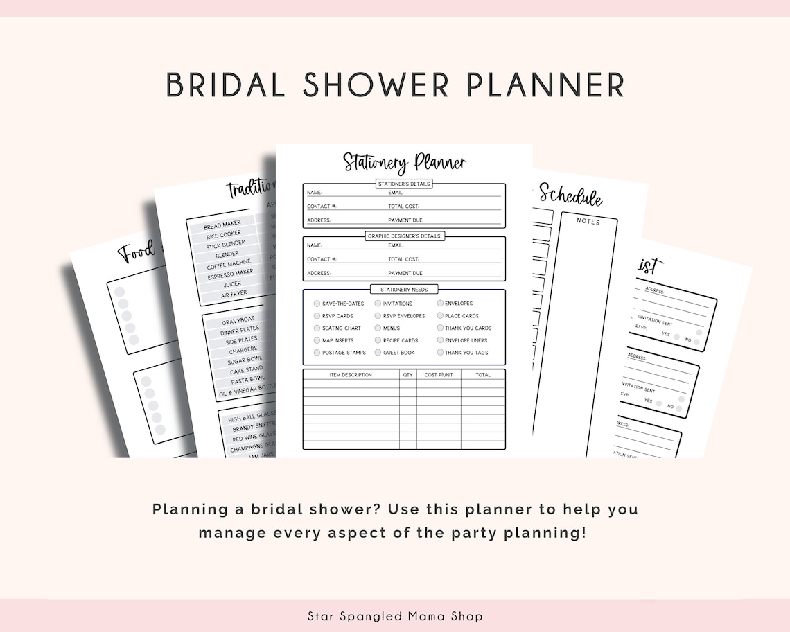 Bridal Shower Planner Printable
