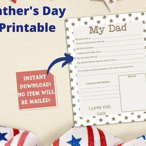 Father's Day Gift, My Dad Printable, Military Dad, Dad Day Printable, Patriotic Dad, Gift For Dad, US Letter size- Can print A4 and A5,