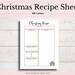 Printable Christmas Recipe Sheet, Printable Holiday Recipe Sheet ...