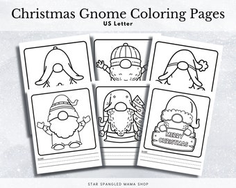 Christmas Gnome Coloring Pages: Winter Holiday Activity (Digital File)