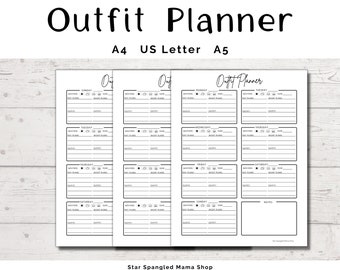 Outfit Planner Sheets: Weekly Wardrobe Organizer (US Letter, A4, A5) (Digital Download)