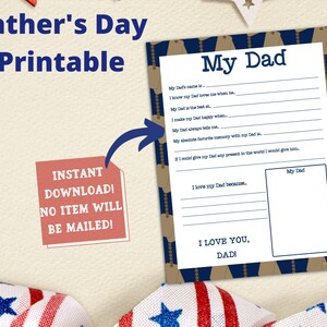 Father's Day Gift, My Dad Printable, Military Dad, My Daddy Printable, Patriotic Dad, Gift For Dad, US Letter size- Can print A4 and A5,