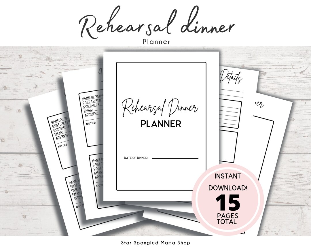 Rehearsal Dinner Planner, Rehearsal Dinner Menu Planning Plan Out Your