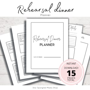 Rehearsal Dinner Planner, Rehearsal Dinner Menu planning | Plan out your rehearsal dinner details down to the menu and guests! A4, US Letter