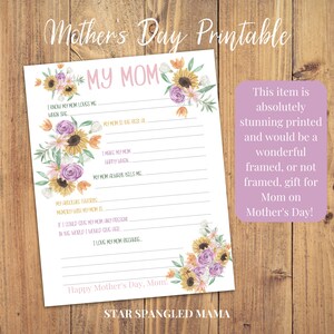 Mother's Day Gift, My Mom Printable, Instant Download, Mom Day Printable, Gift From Kids, Gift For Mom, Wife Gift, Mother's Day Art Project image 6