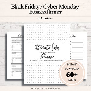 Printable Business Planner for Black Friday and Cyber Monday Sales Days! Black Friday Sales Planner for Businesses, US Letter