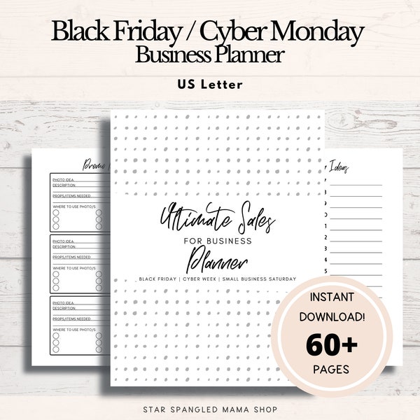 Printable Business Planner for Black Friday and Cyber Monday Sales Days! Black Friday Sales Planner for Businesses, US Letter