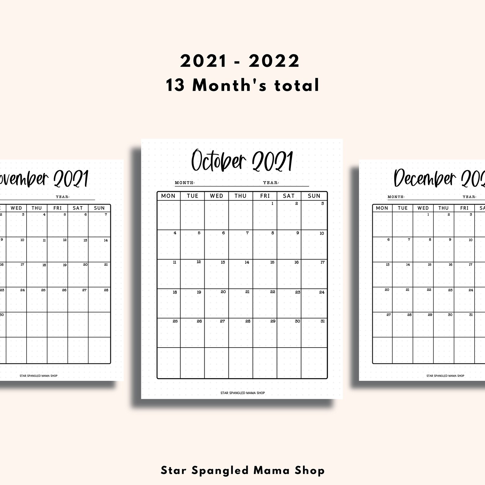 2021 2022 printable calendar june 2021 june 2022 us etsy