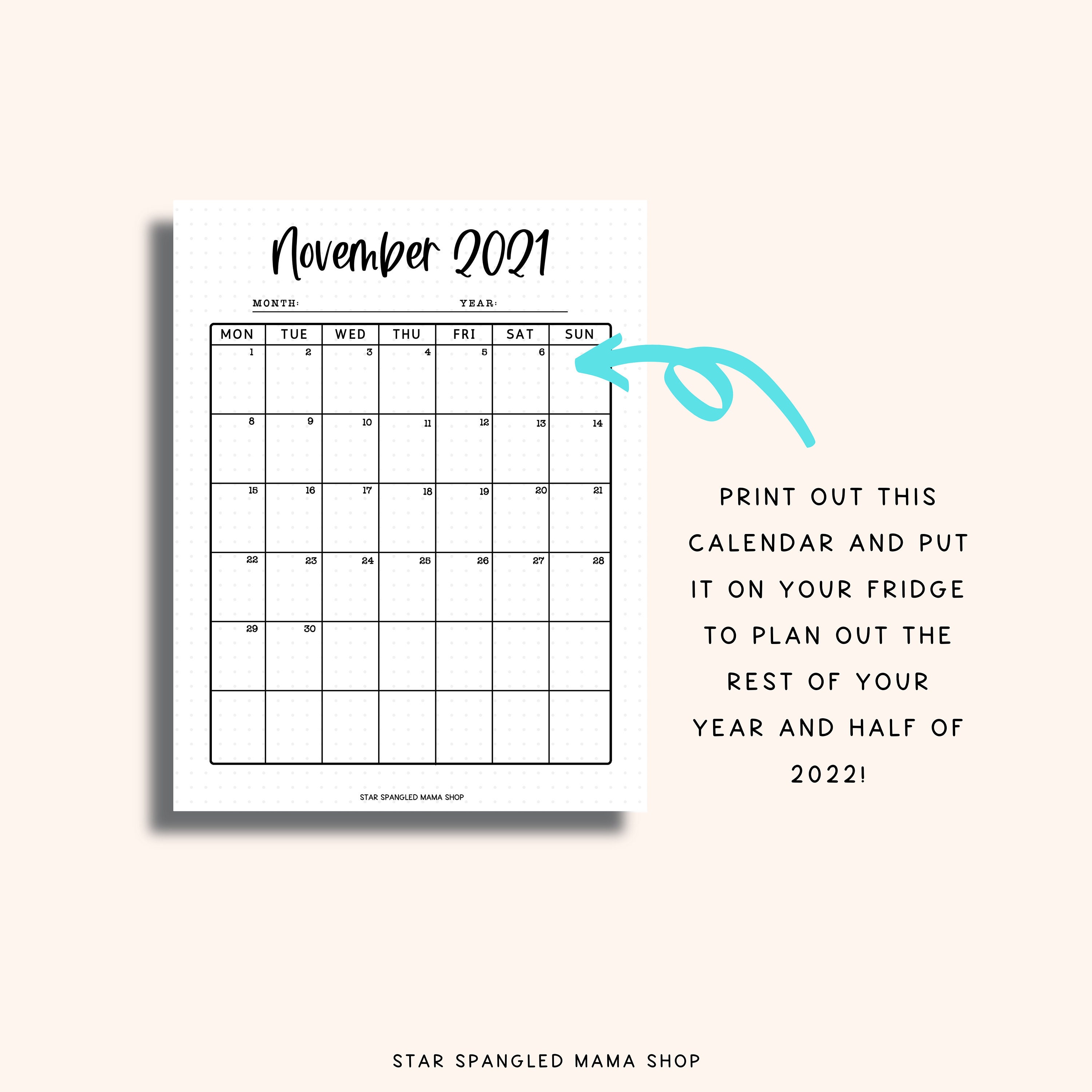2021 2022 printable calendar june 2021 june 2022 us etsy